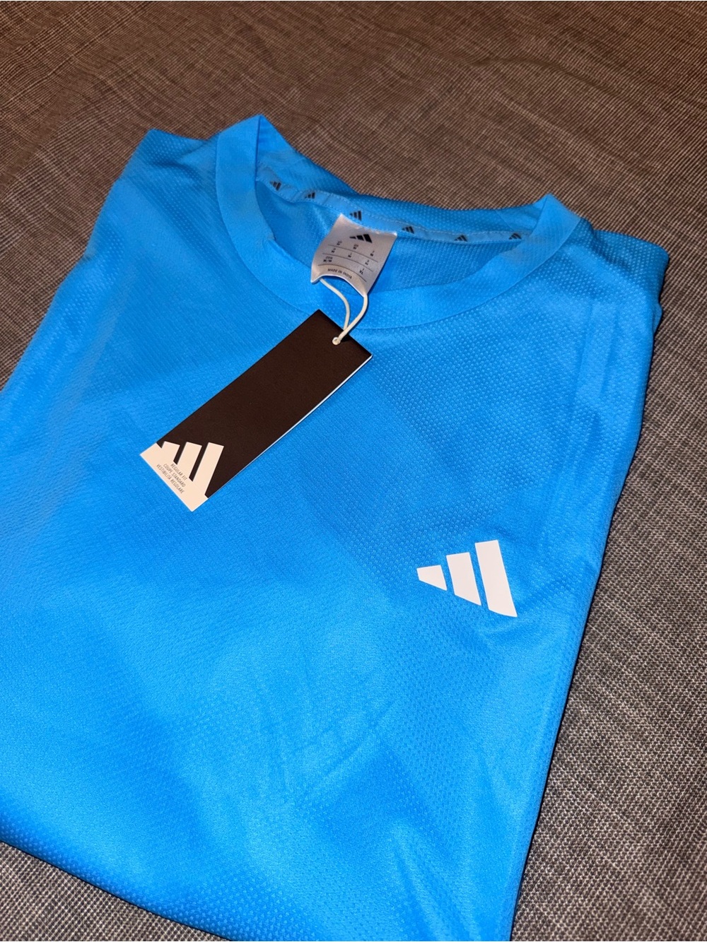 adidas Bright Blue Short Sleeve Performance Tee with White Logo